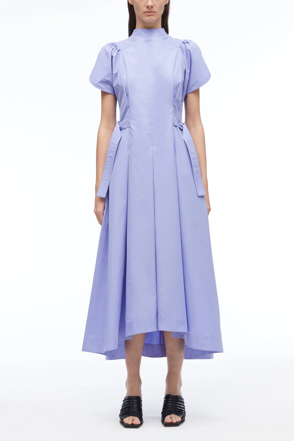 Puff Sleeve Poplin Flare Dress - Image 5