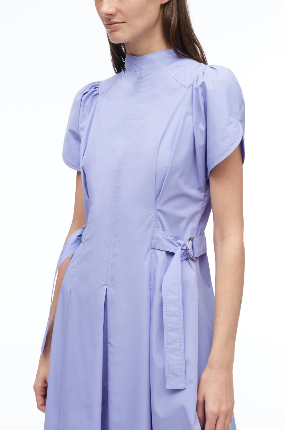Puff Sleeve Poplin Flare Dress - Image 6