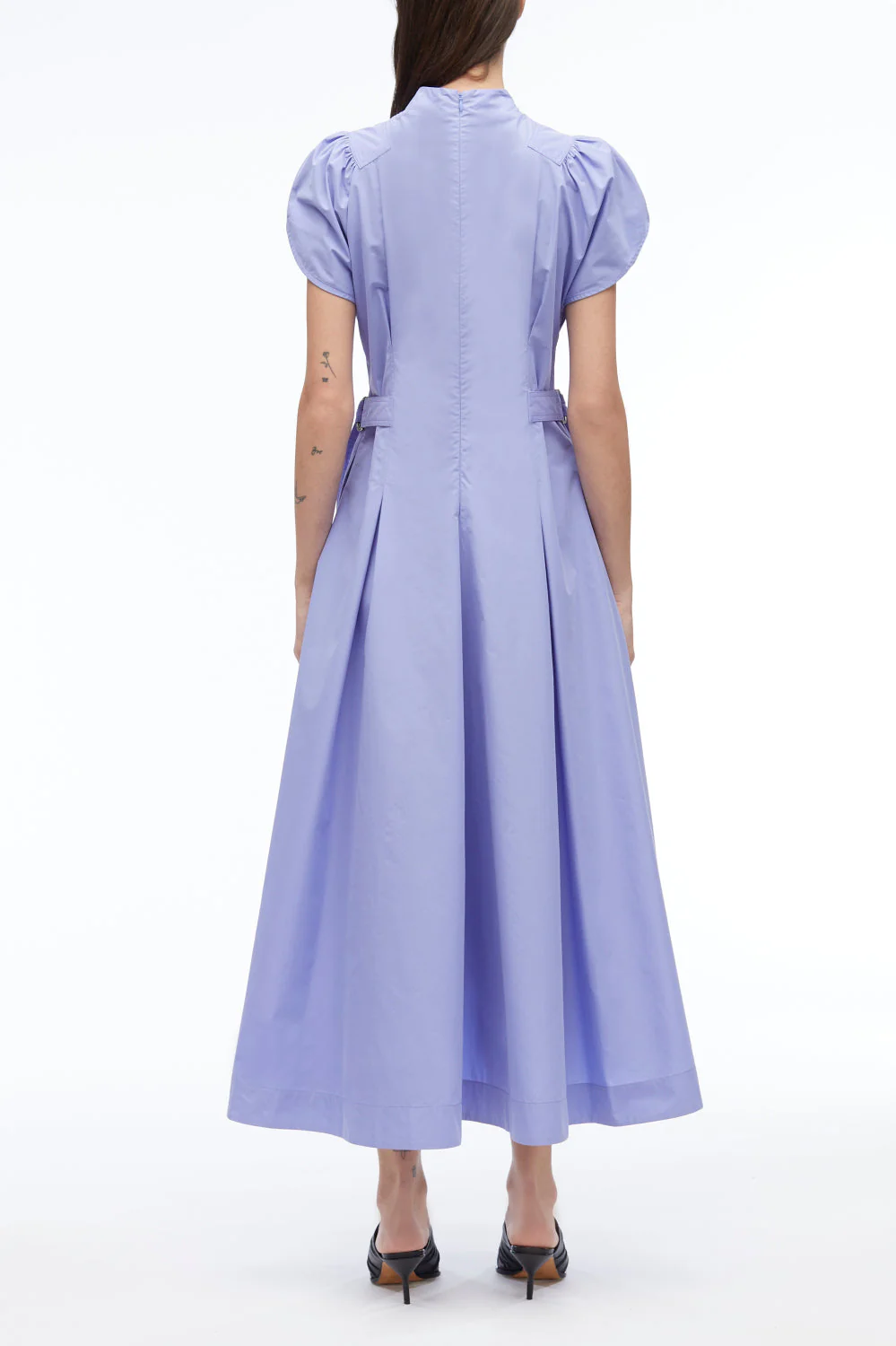 Puff Sleeve Poplin Flare Dress - Image 8