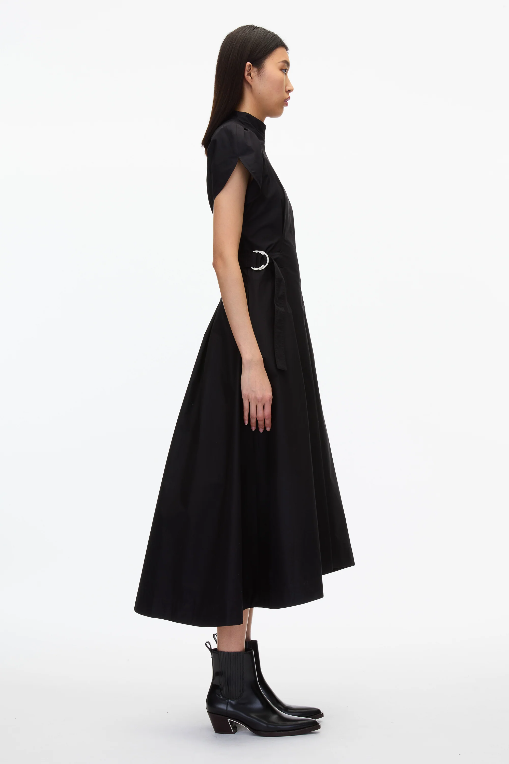 Puff Sleeve Poplin Flare Dress - Image 3