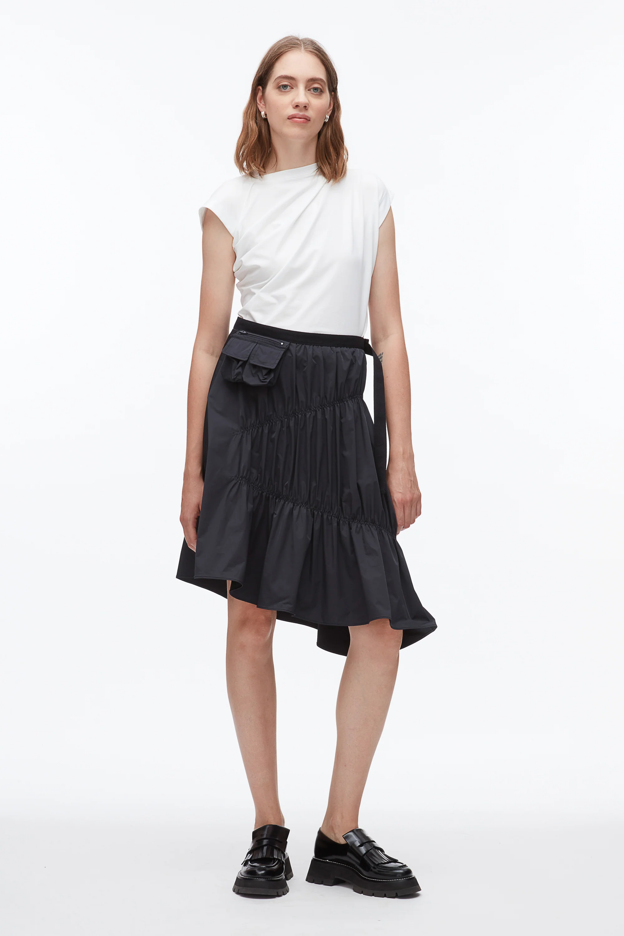 Ripstop Asymmetric Skirt with Ruching - Image 9