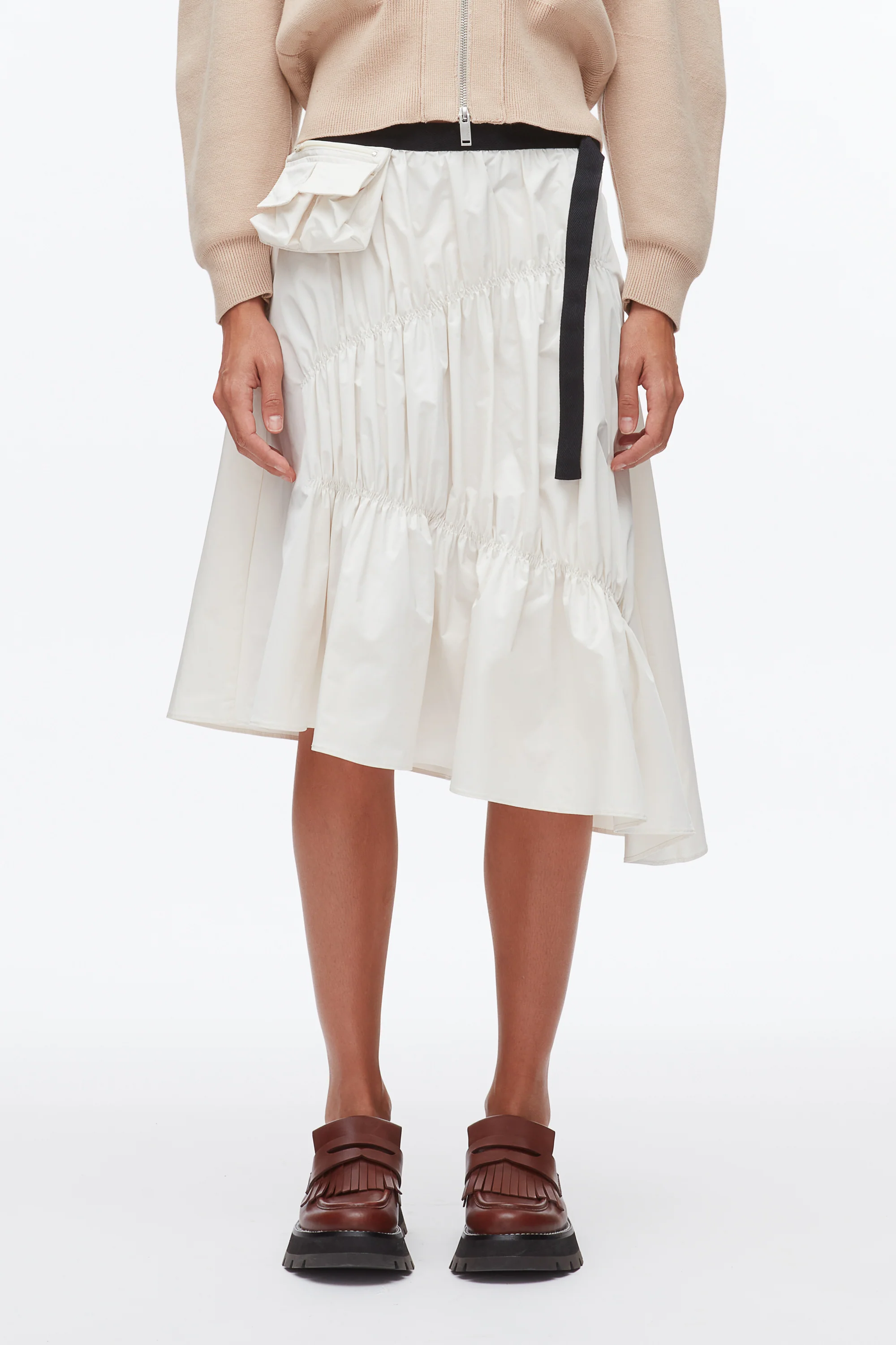 Ripstop Asymmetric Skirt with Ruching - Image 3