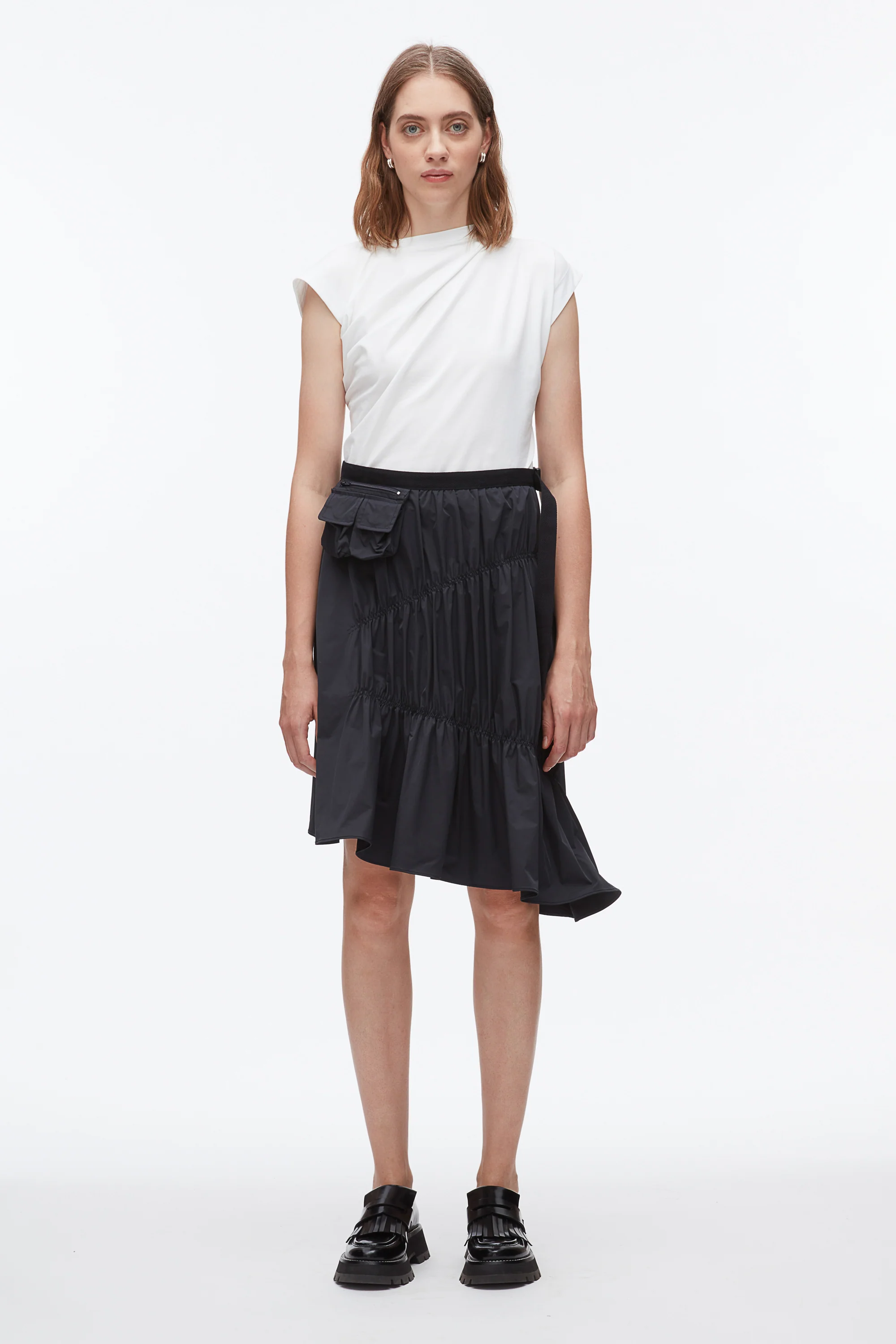 Ripstop Asymmetric Skirt with Ruching - Image 10