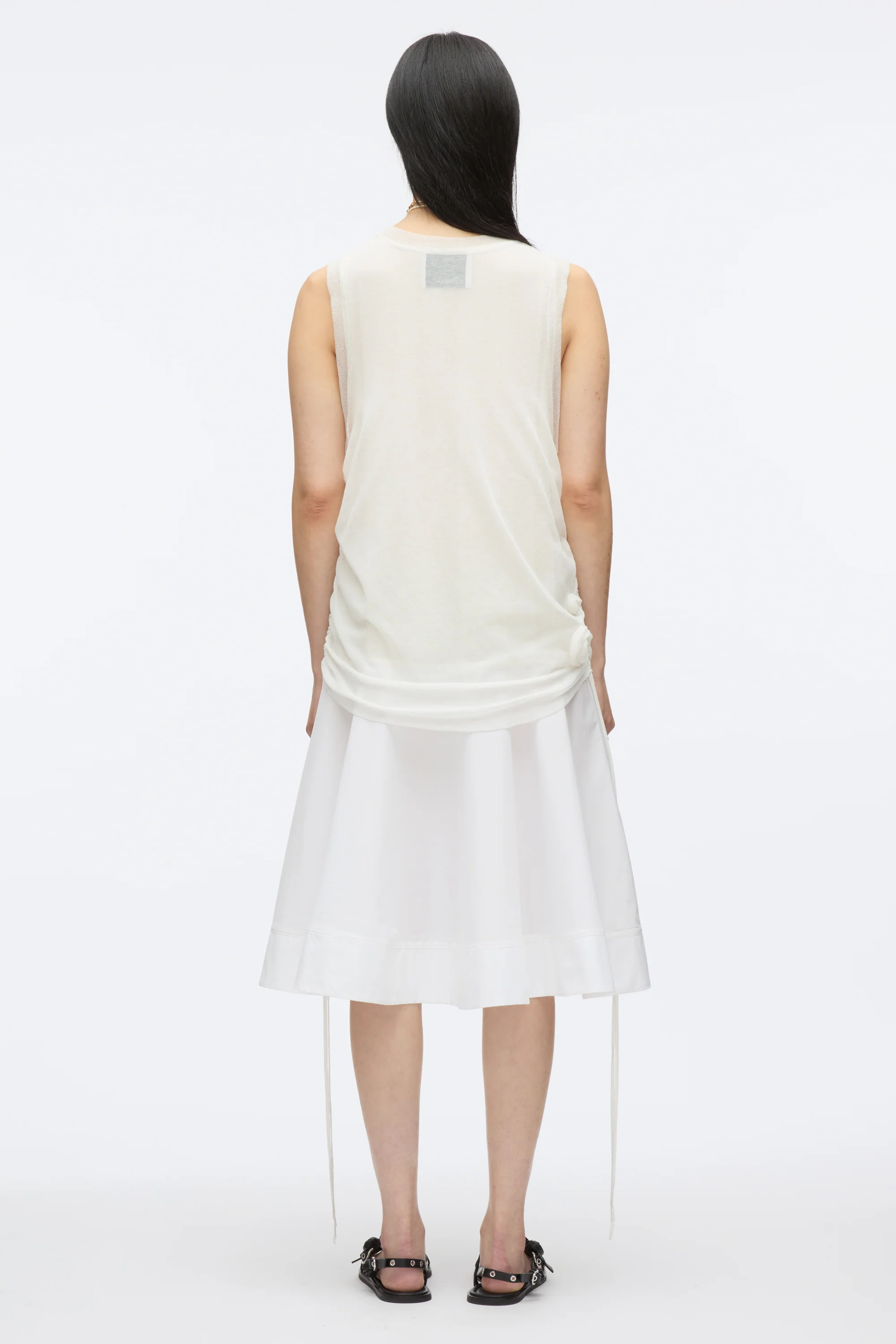 Gauze Combo Tank Dress with Rosettes - Image 5