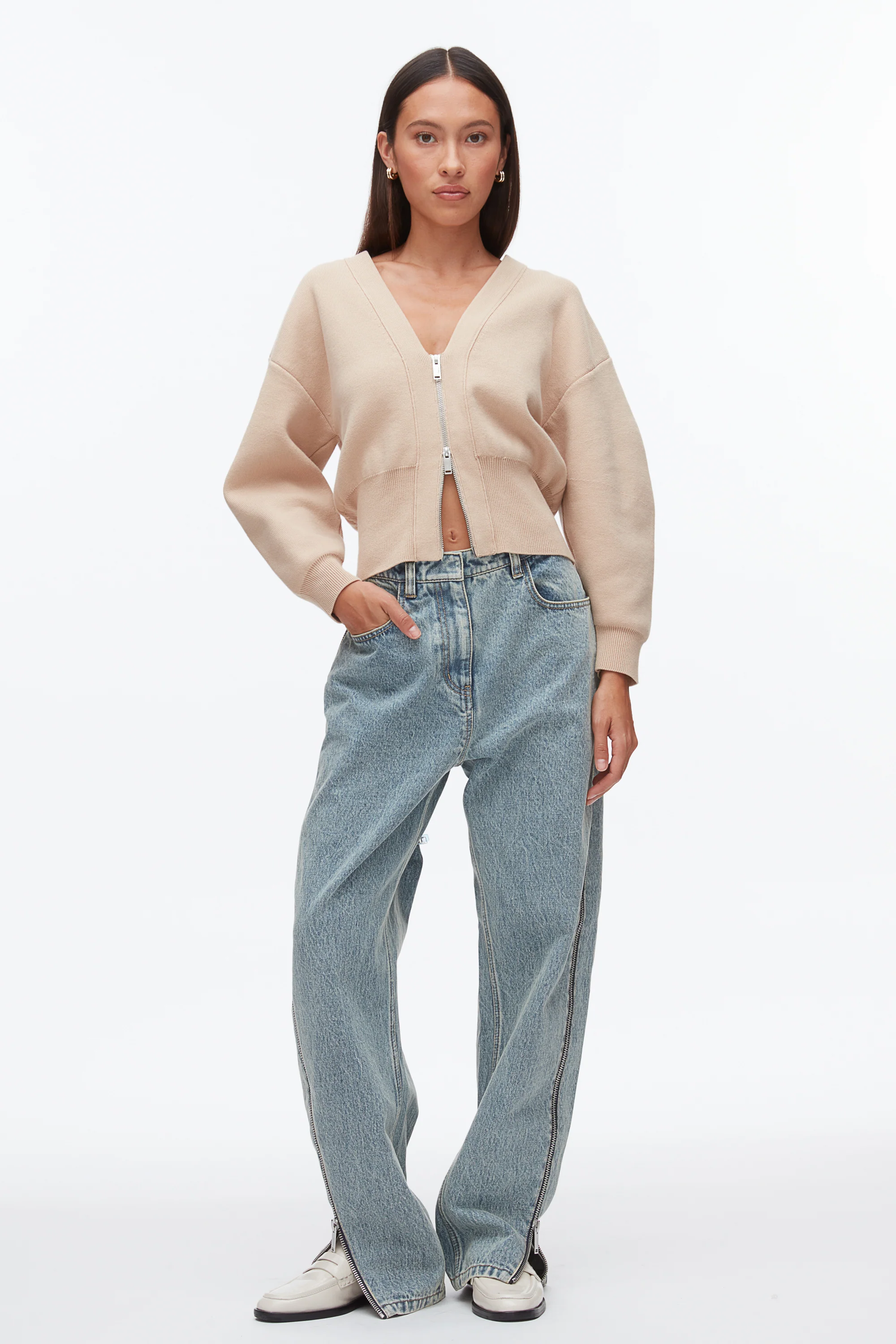 Round Sleeve Zip Cardigan - Image 7