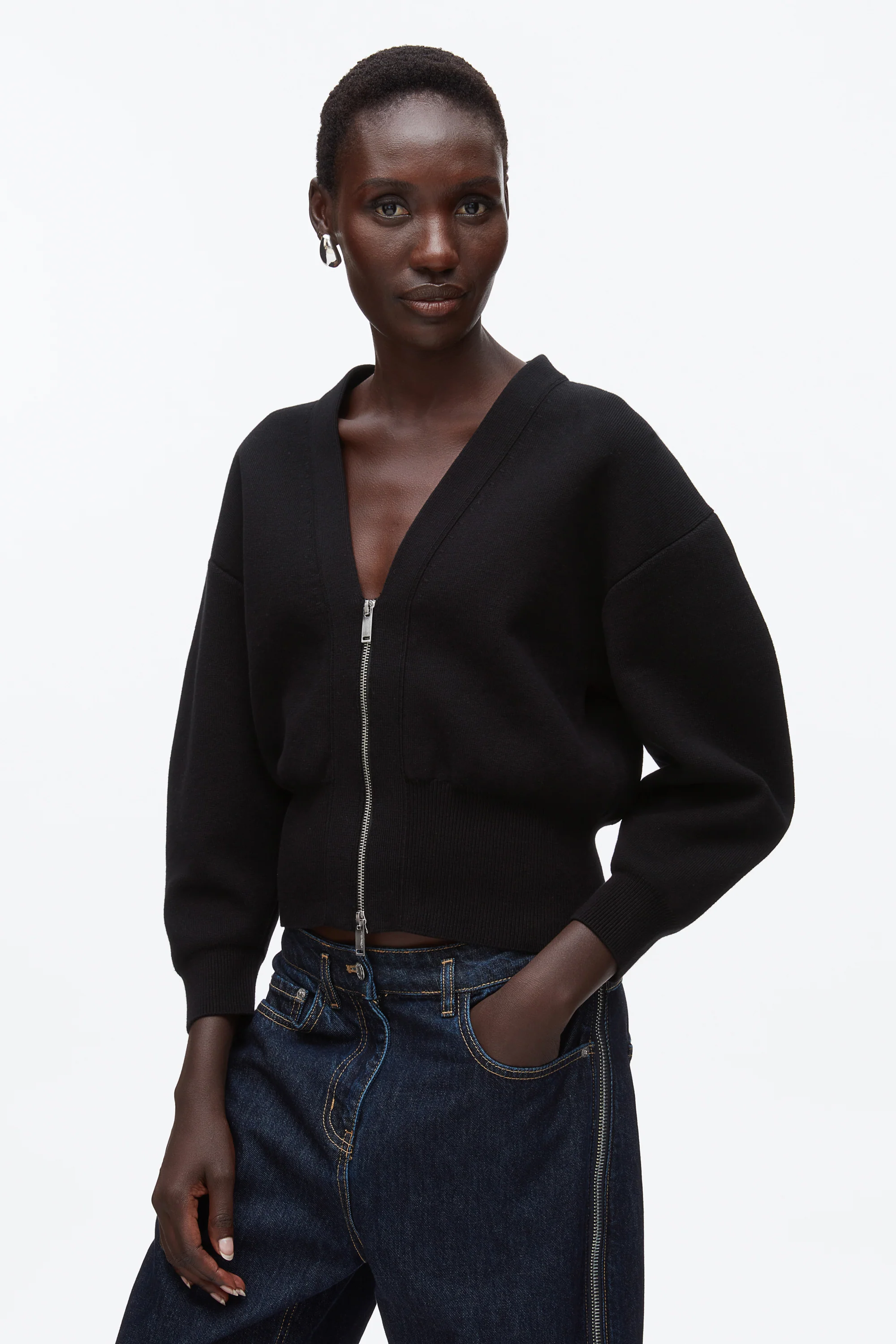 Round Sleeve Zip Cardigan - Image 5