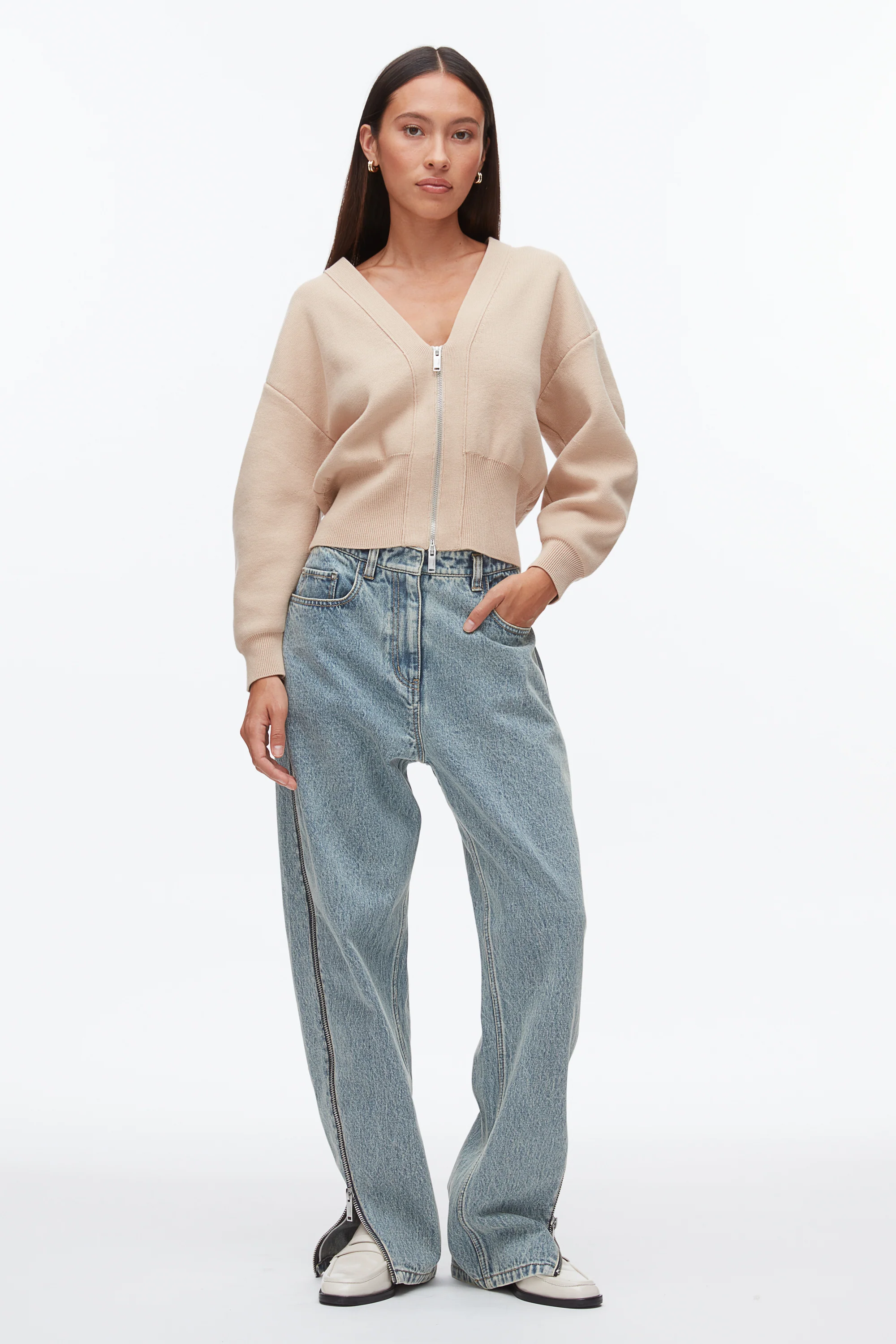 Round Sleeve Zip Cardigan - Image 8