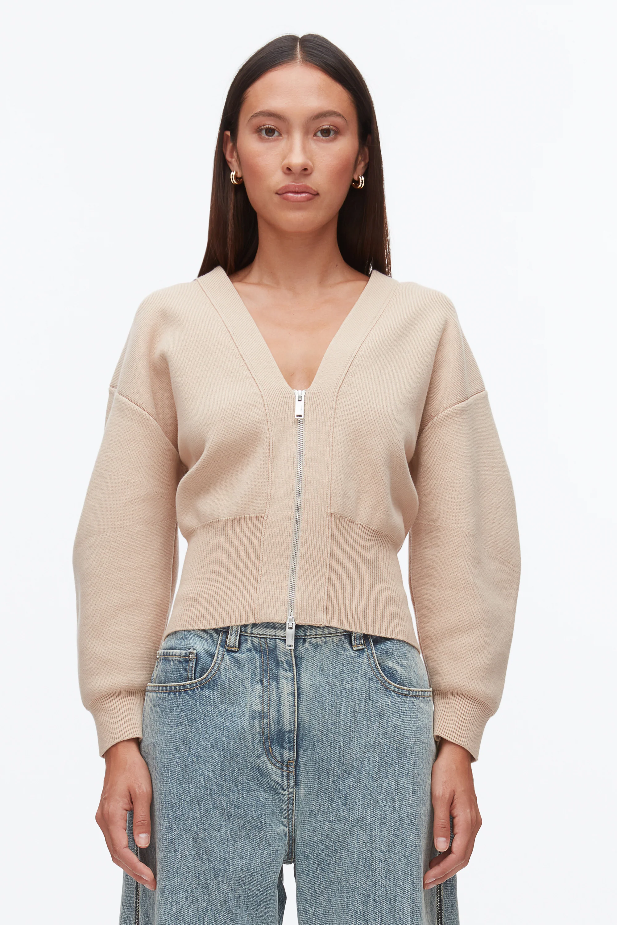 Round Sleeve Zip Cardigan - Image 9