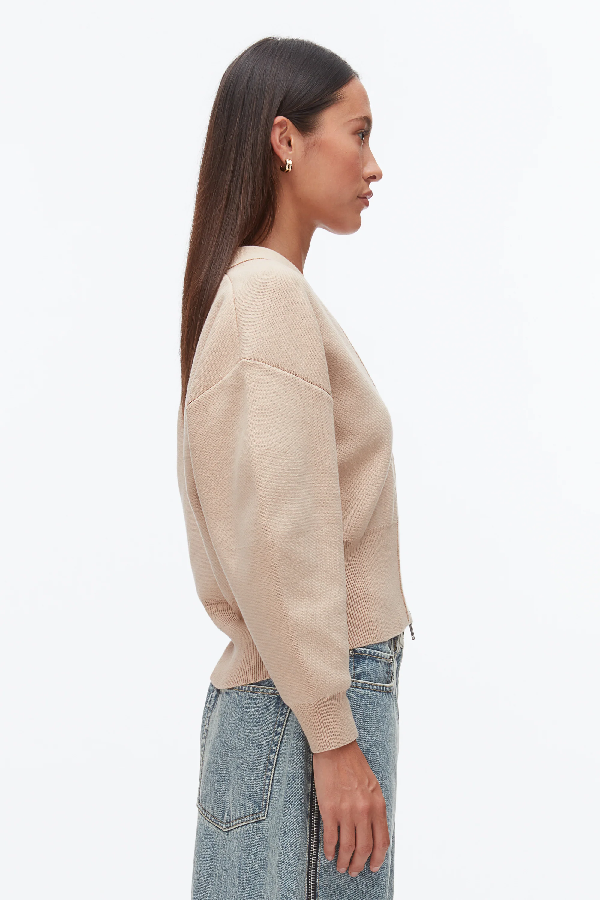 Round Sleeve Zip Cardigan - Image 10