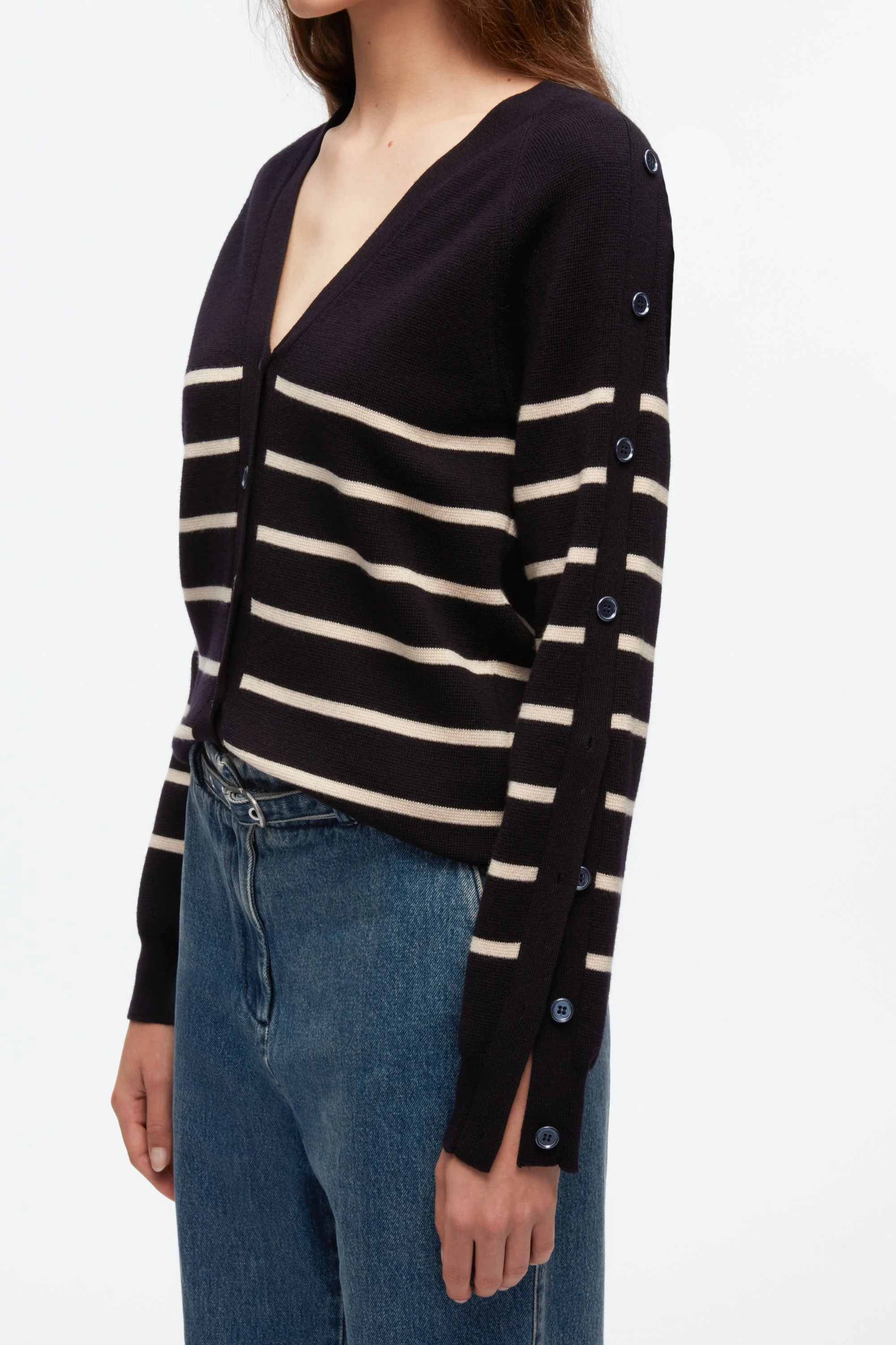 Sailor Stripe Button Sleeve Cardigan - Image 10