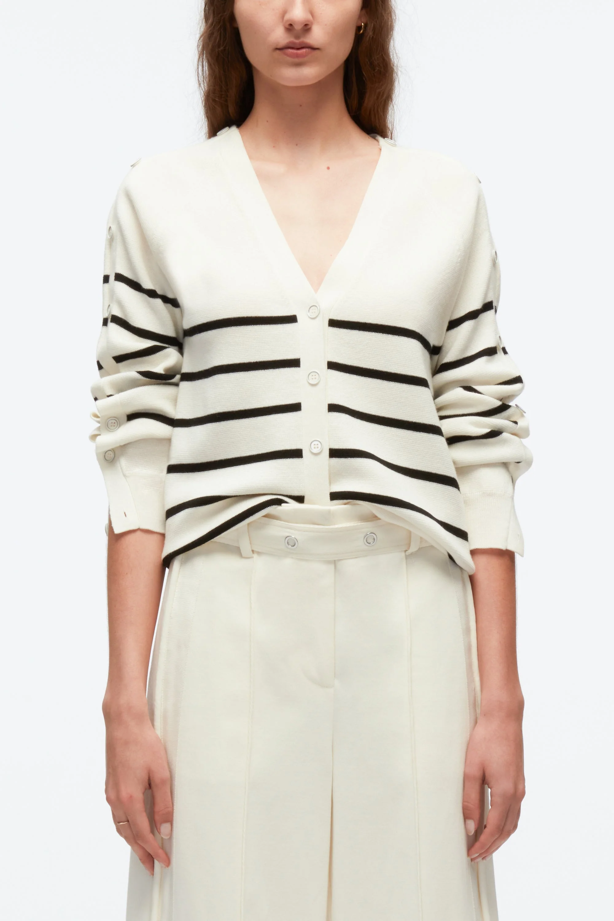 Sailor Stripe Button Sleeve Cardigan - Image 2