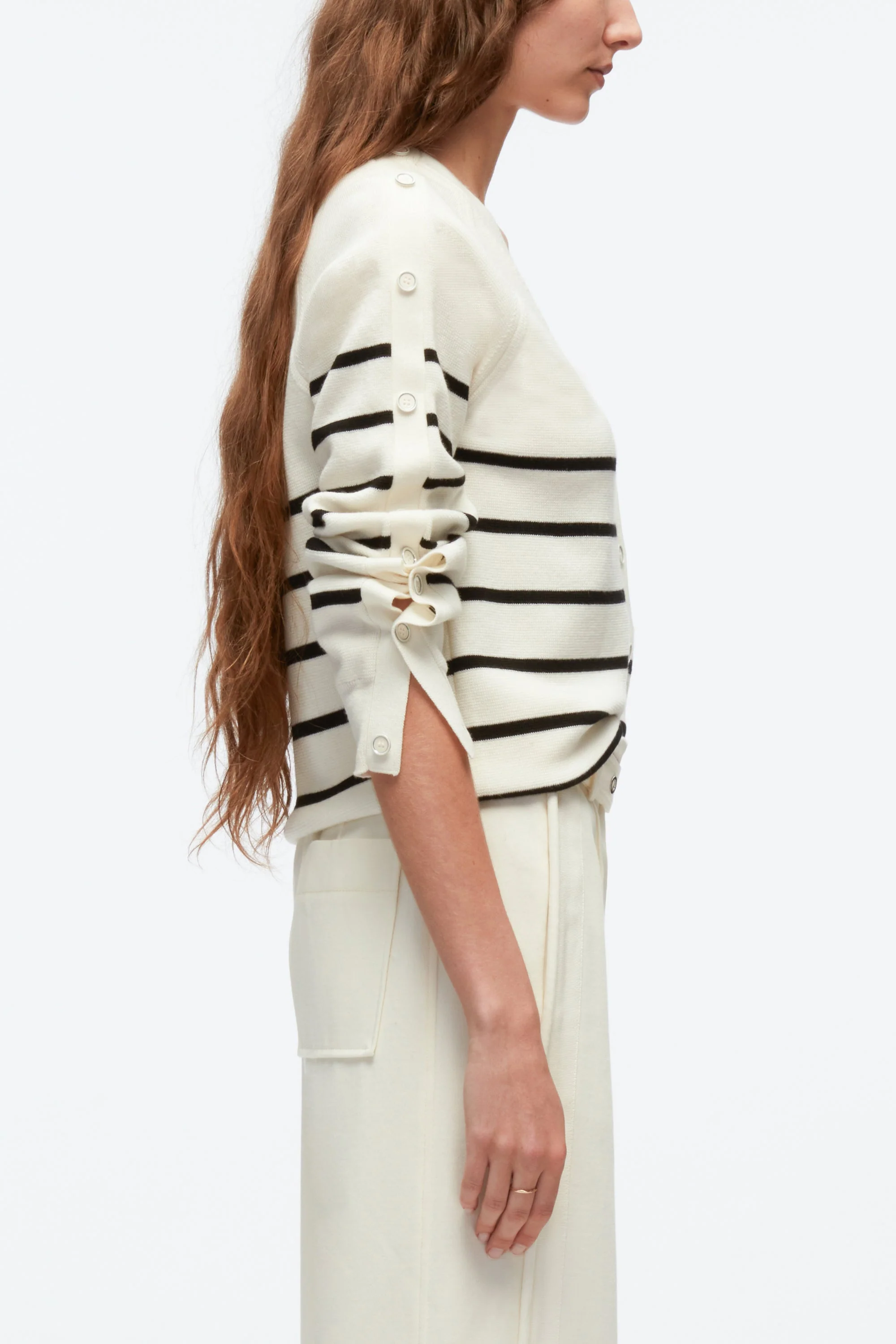 Sailor Stripe Button Sleeve Cardigan - Image 3