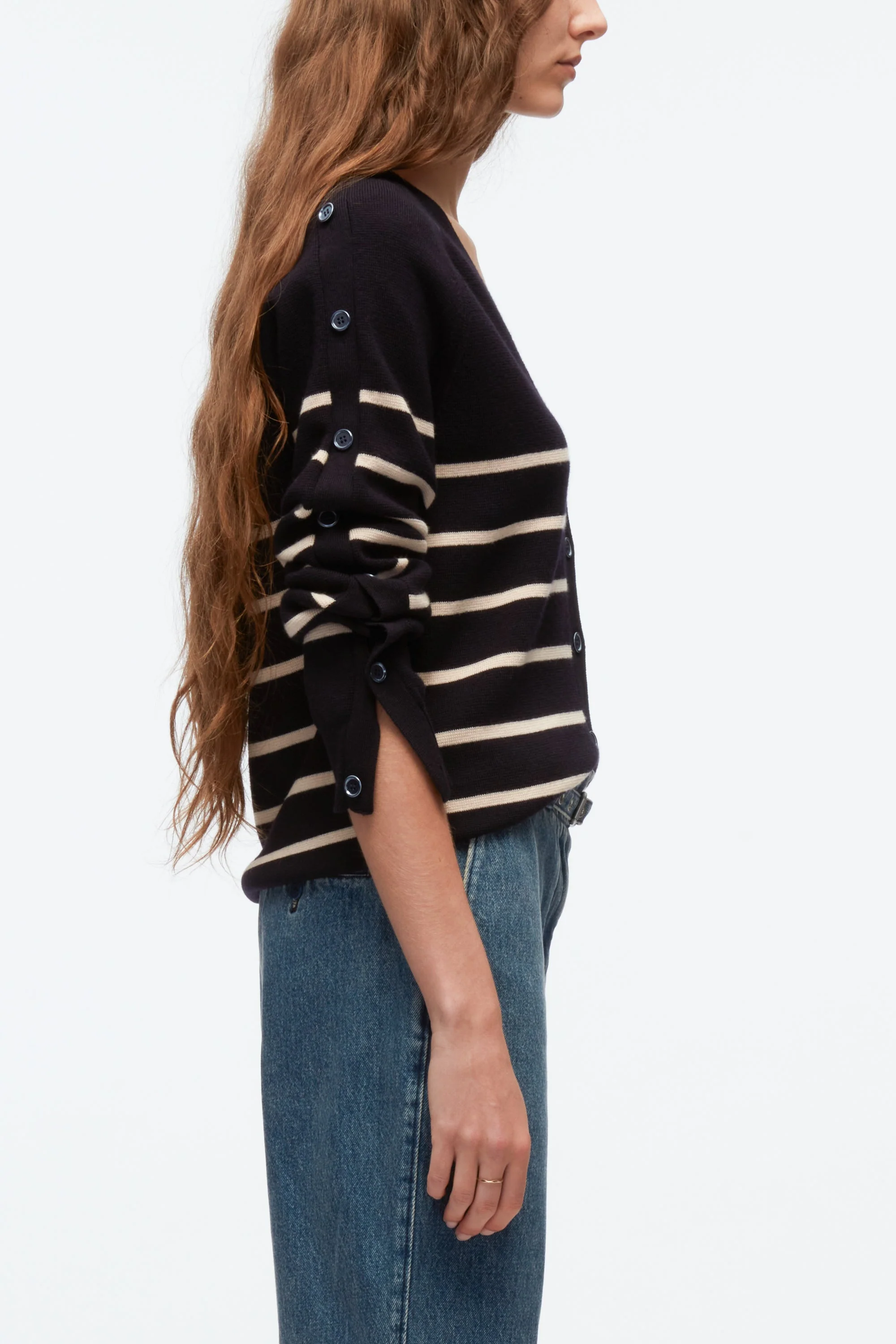 Sailor Stripe Button Sleeve Cardigan - Image 8