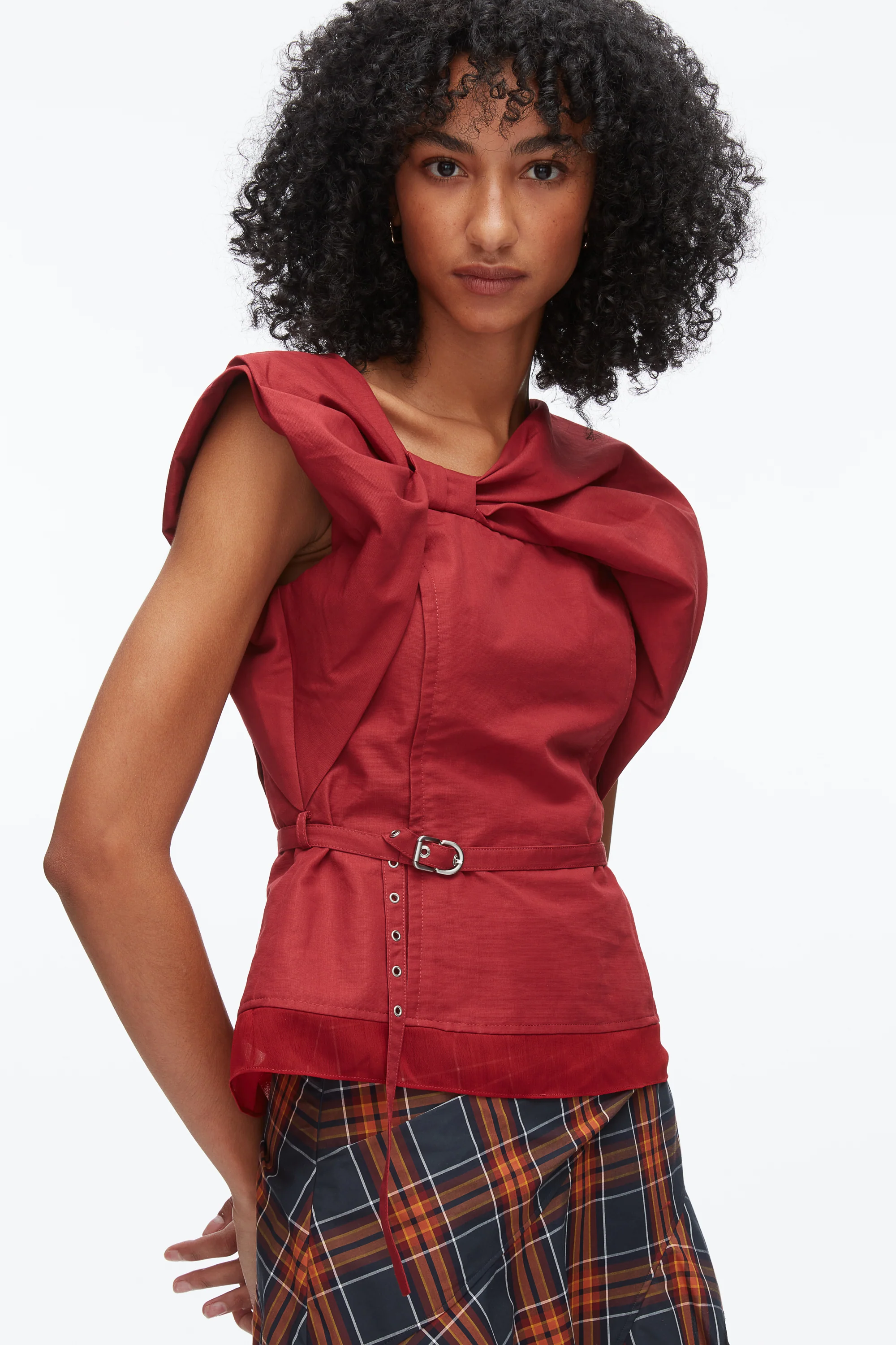 Draped Bow Belted Shell Top - Image 6