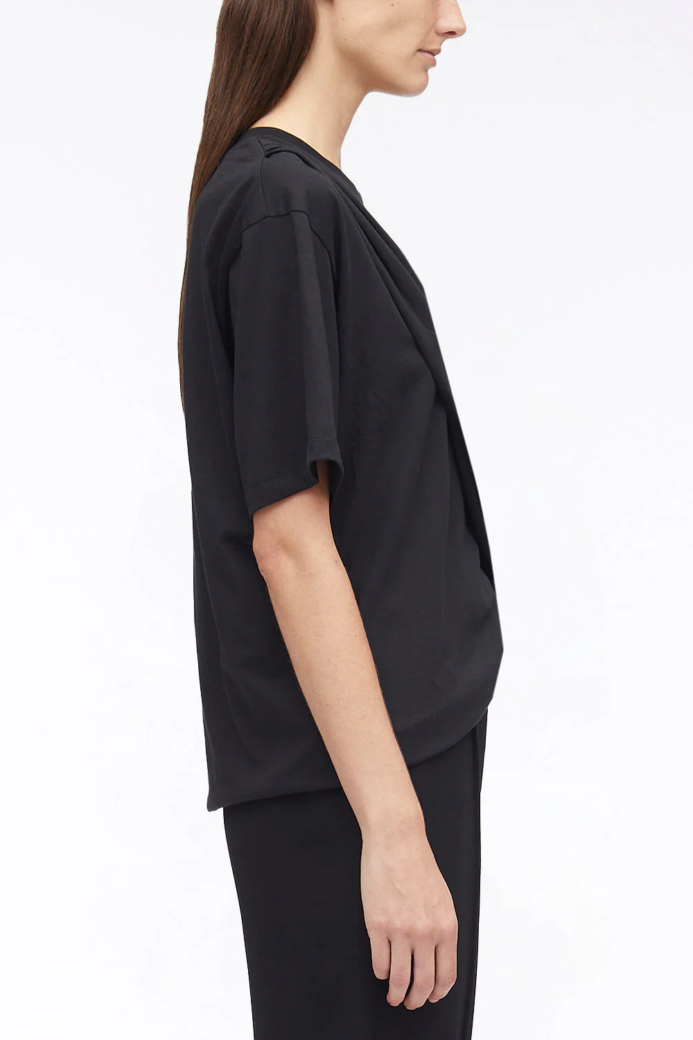 Short Sleeve Draped Cotton Jersey T-Shirt - Image 3