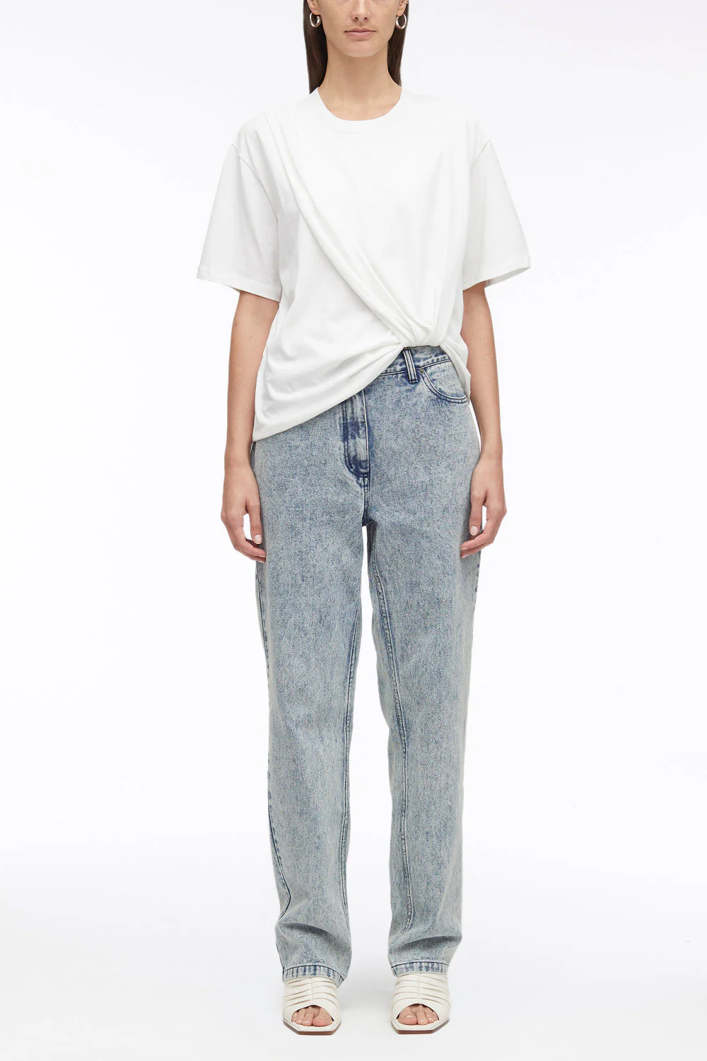 Short Sleeve Draped Cotton Jersey T-Shirt - Image 5