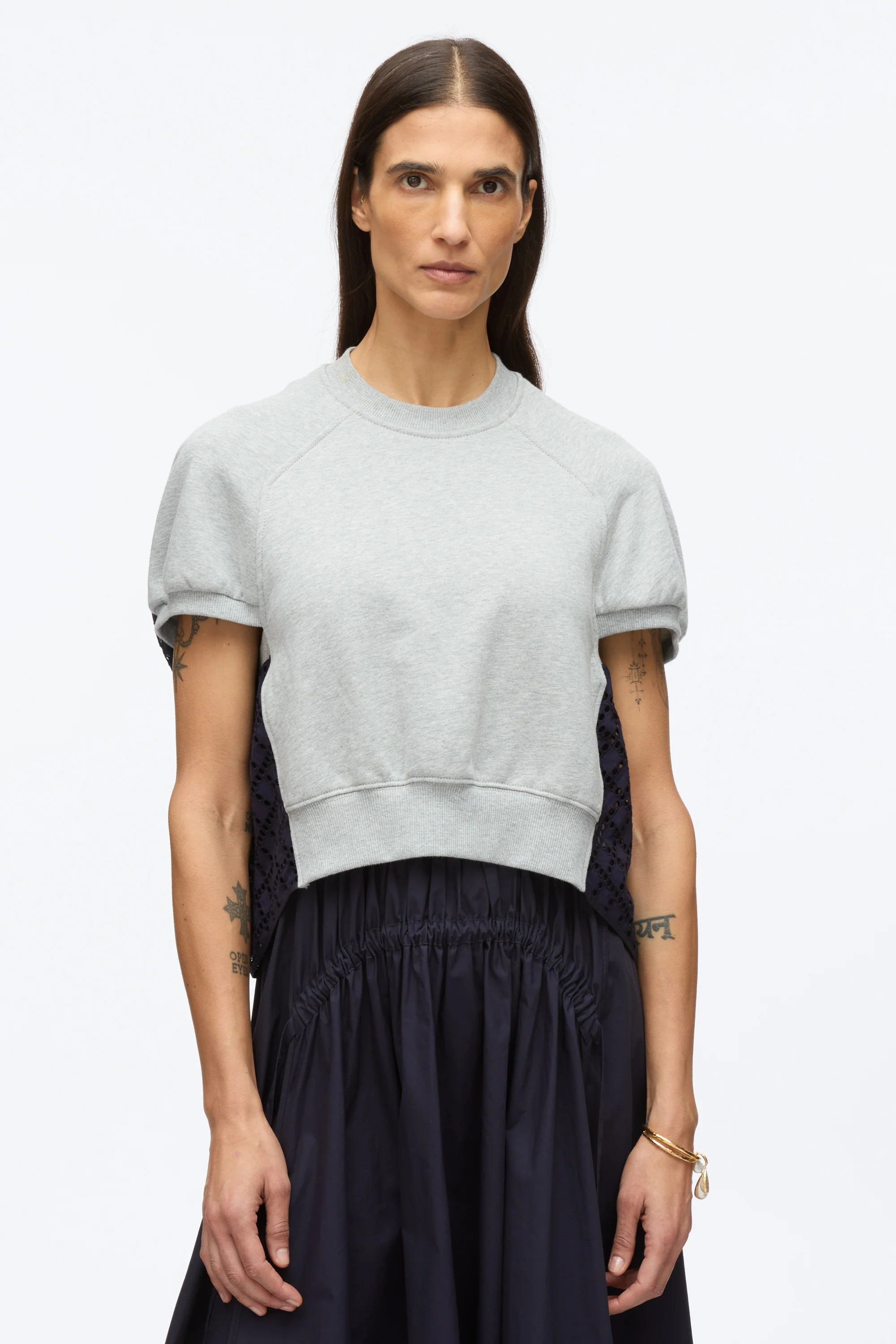 French Terry Dress with Broderie Anglaise - Image 9