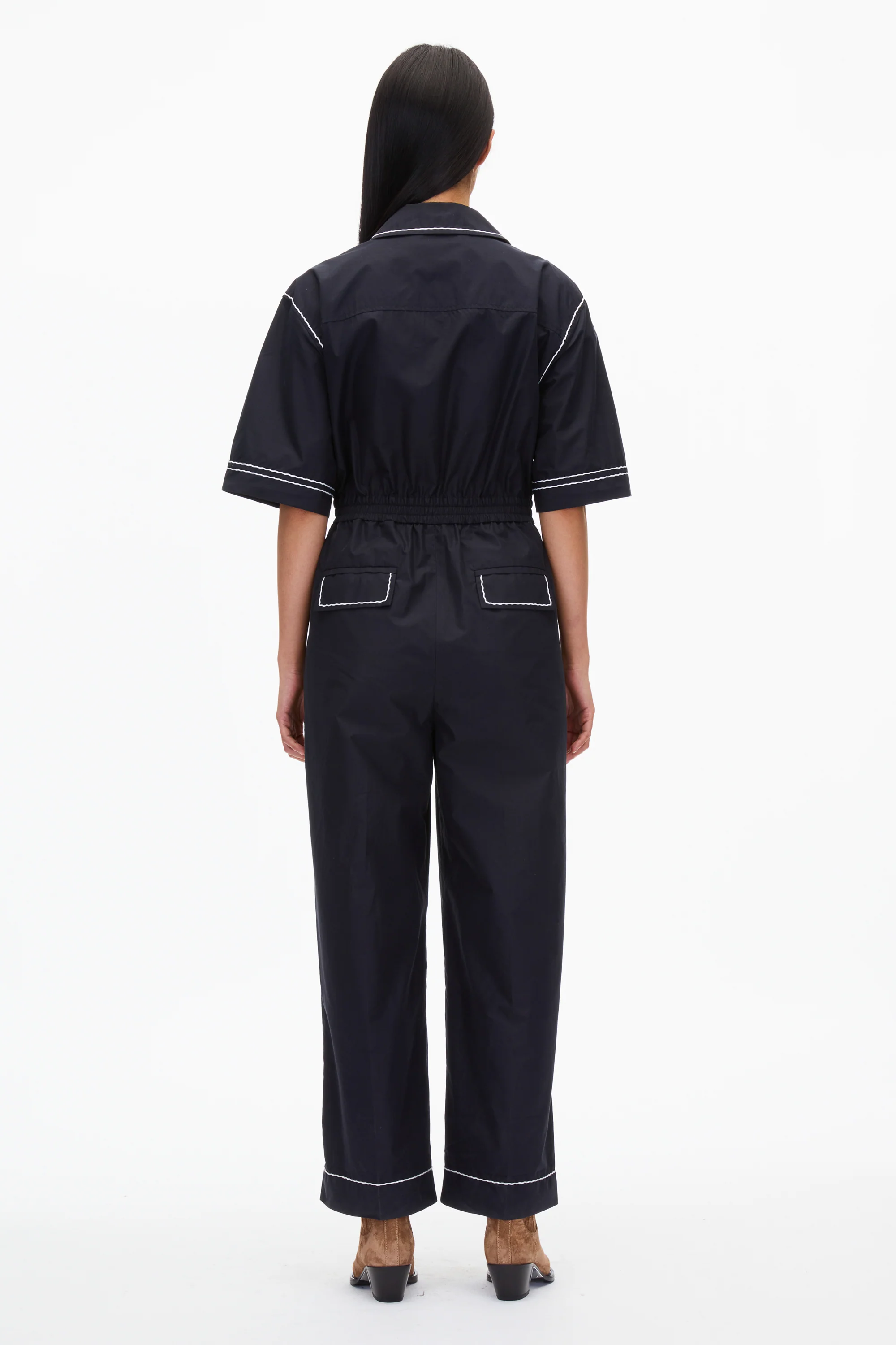 Jumpsuit with Wave Embroidery - Image 3