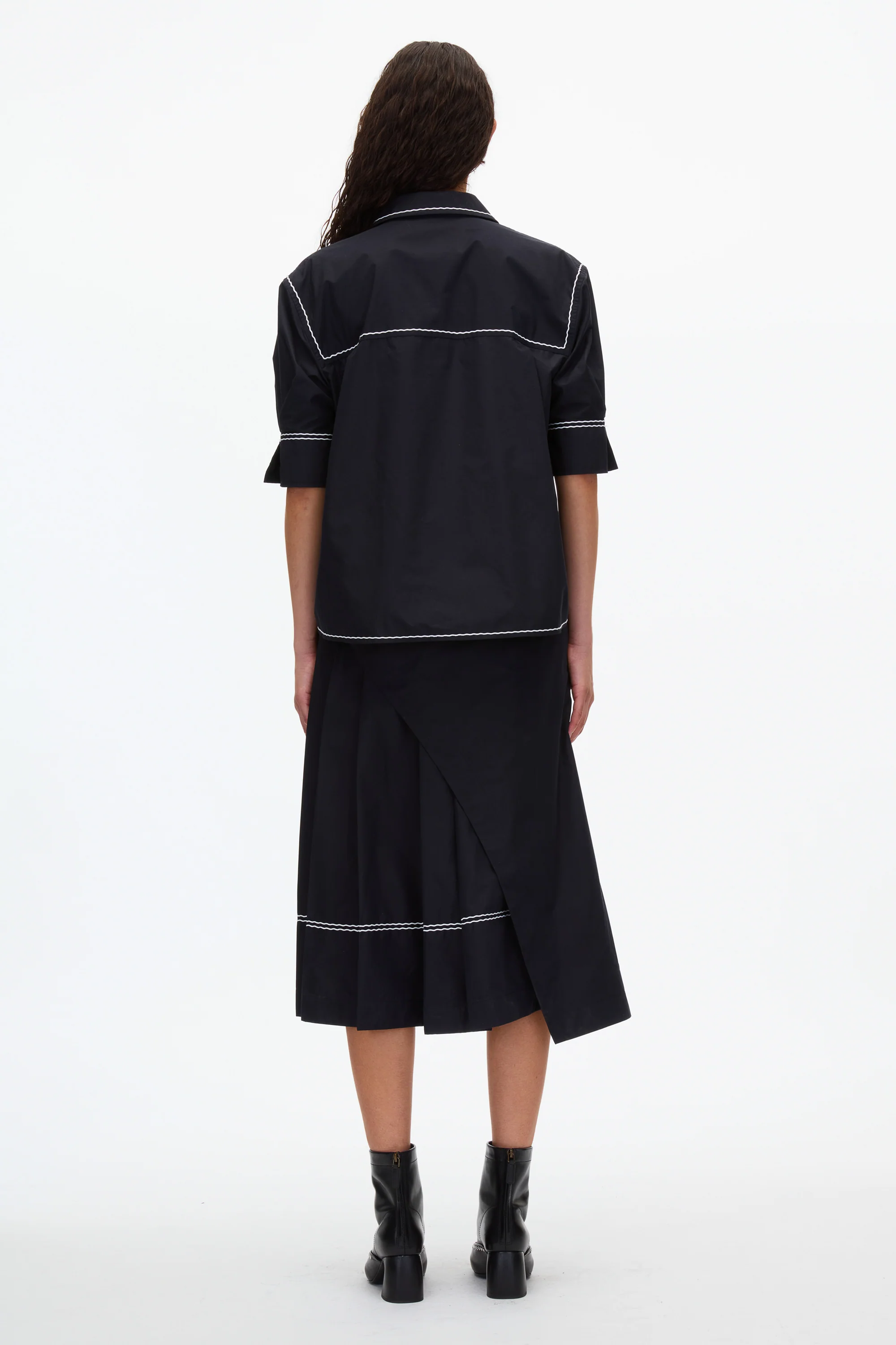 Shirt Dress with Wave Embroidery - Image 5