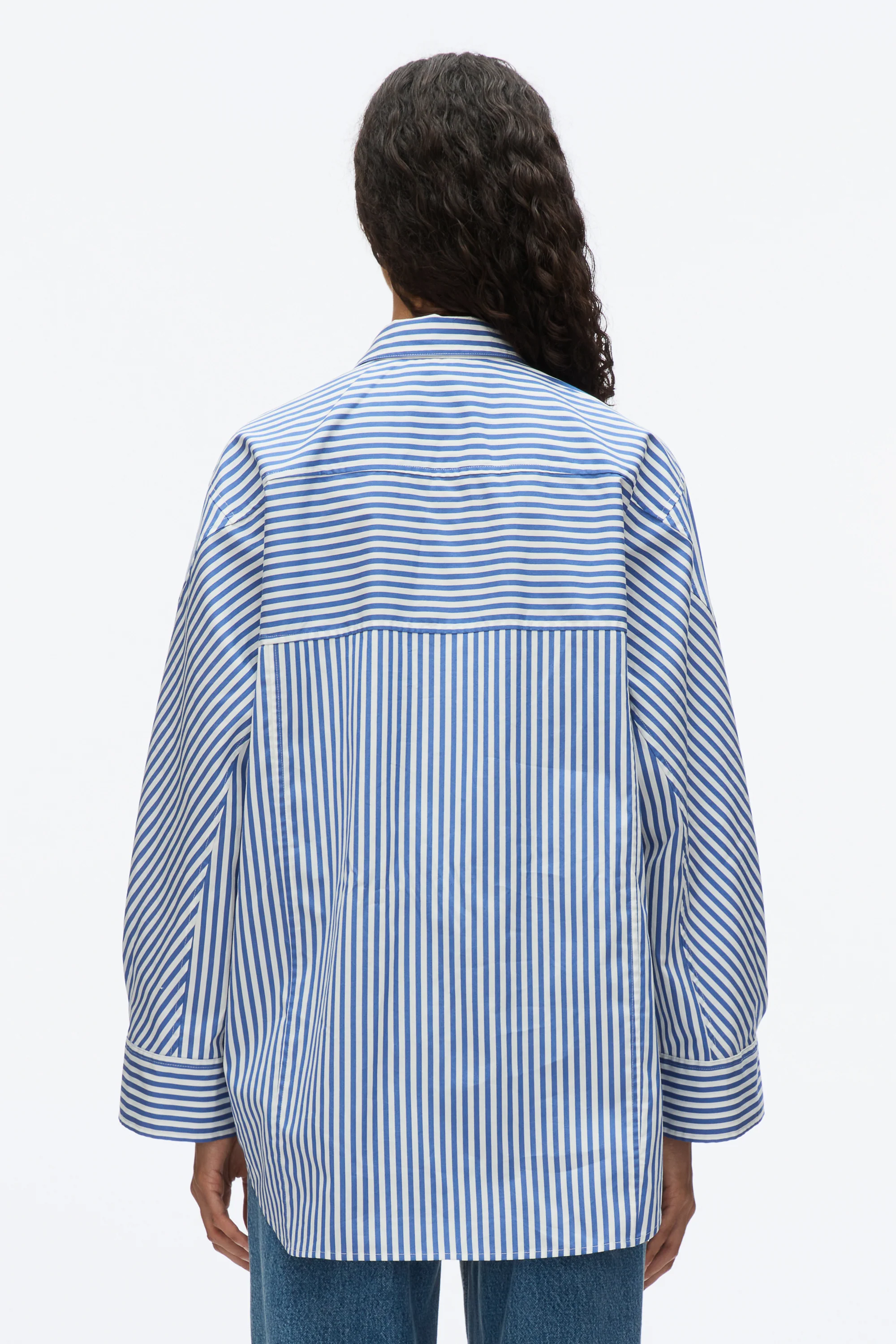 Oversized Stripe Shirt with Cascade Sleeves - Image 4