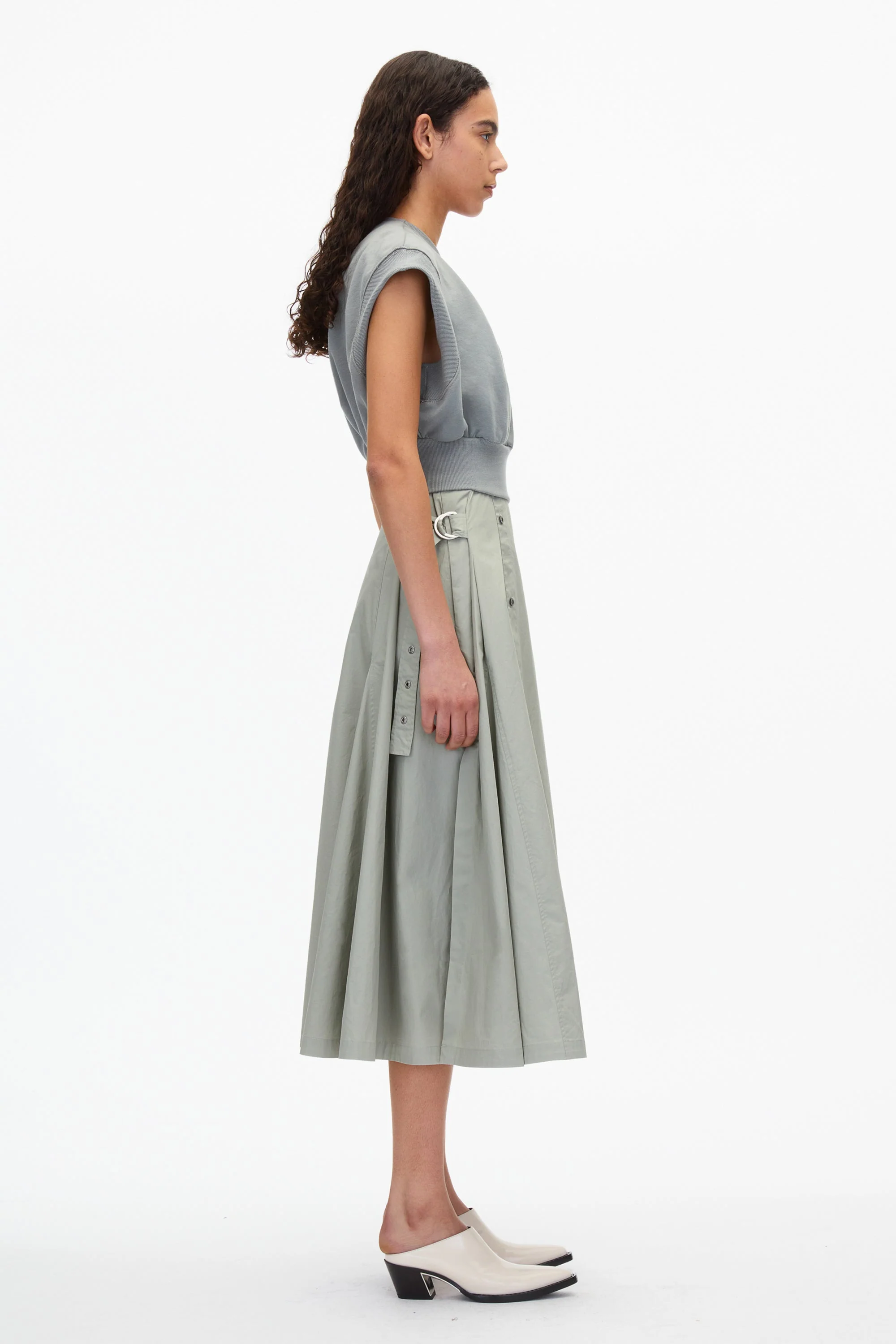 Sweatshirt Combo Dress with Pleated Skirt - Image 10