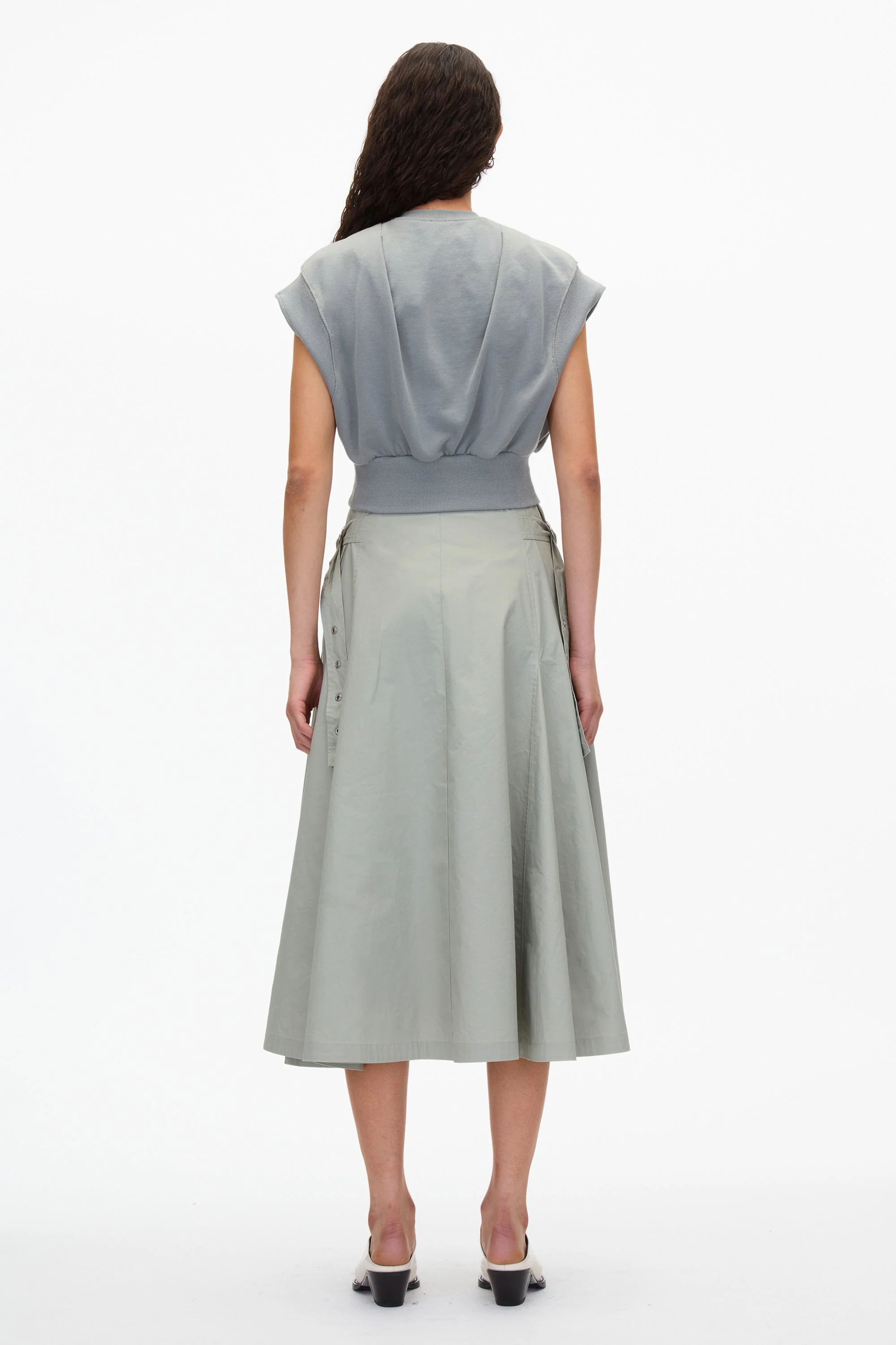 Sweatshirt Combo Dress with Pleated Skirt - Image 11