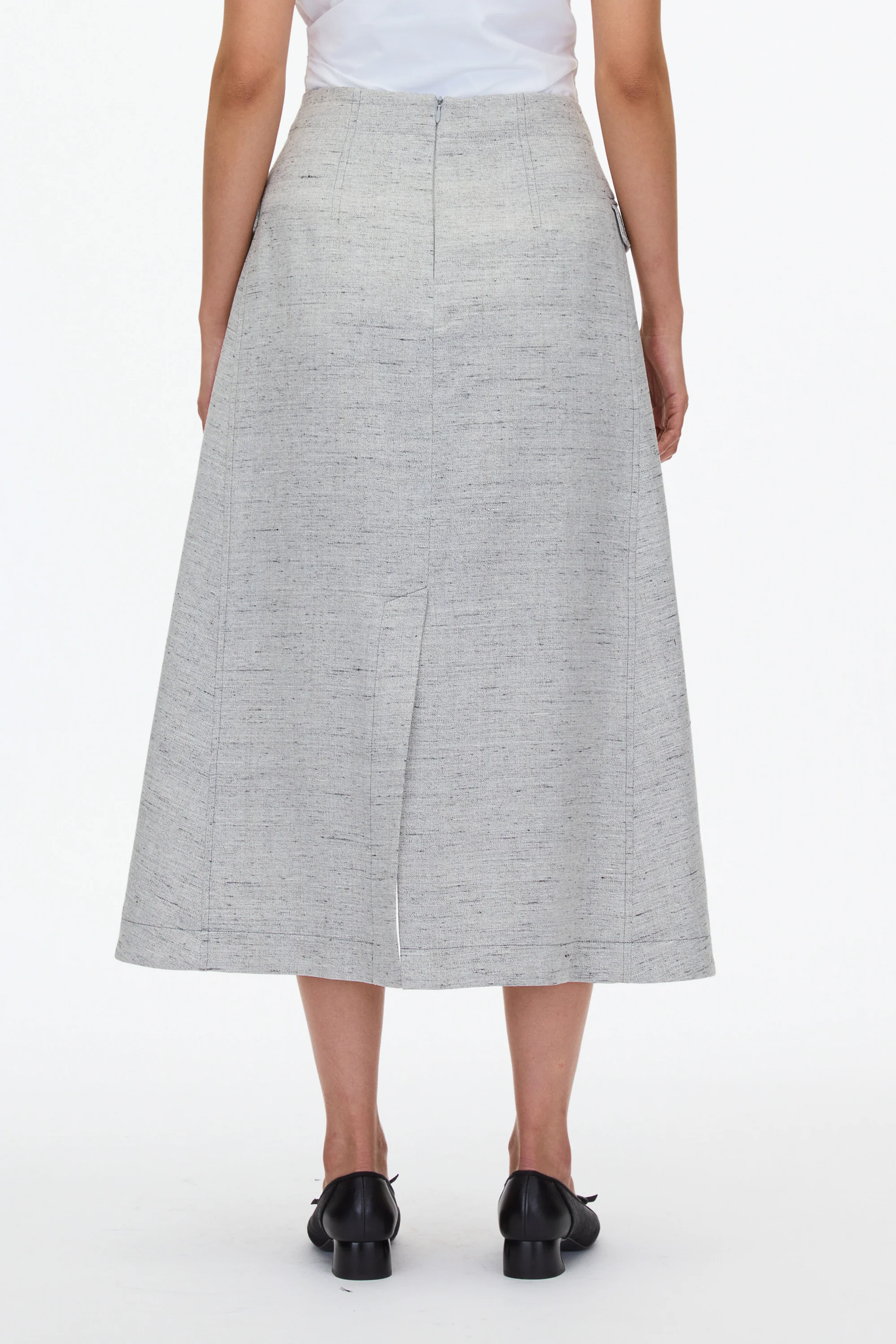 Faux Wrap Half Skirt with Tie Waist - Image 4
