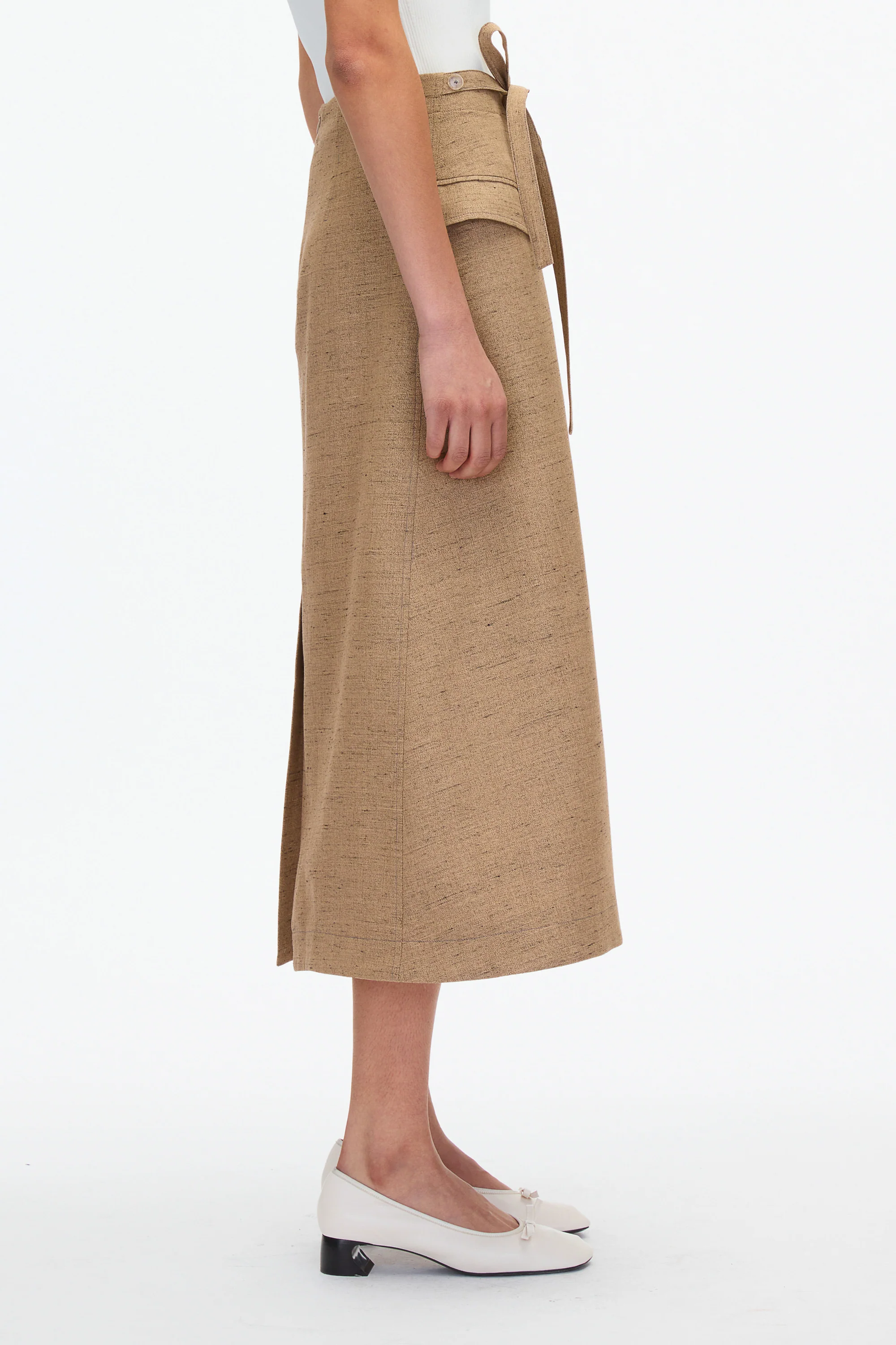 Faux Wrap Half Skirt with Tie Waist - Image 9