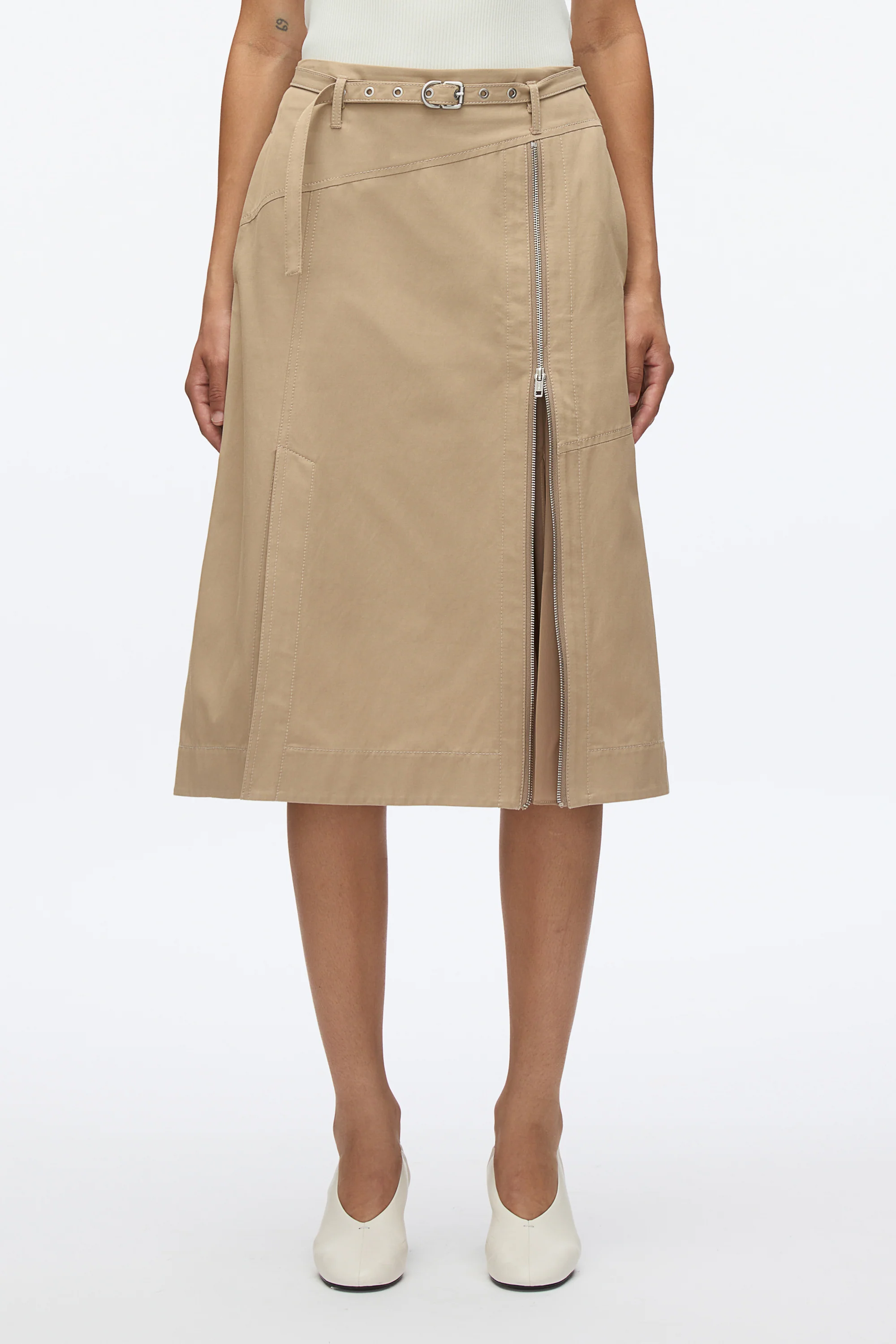 Utility Skirt with Zip Chiffon Godet - Image 7