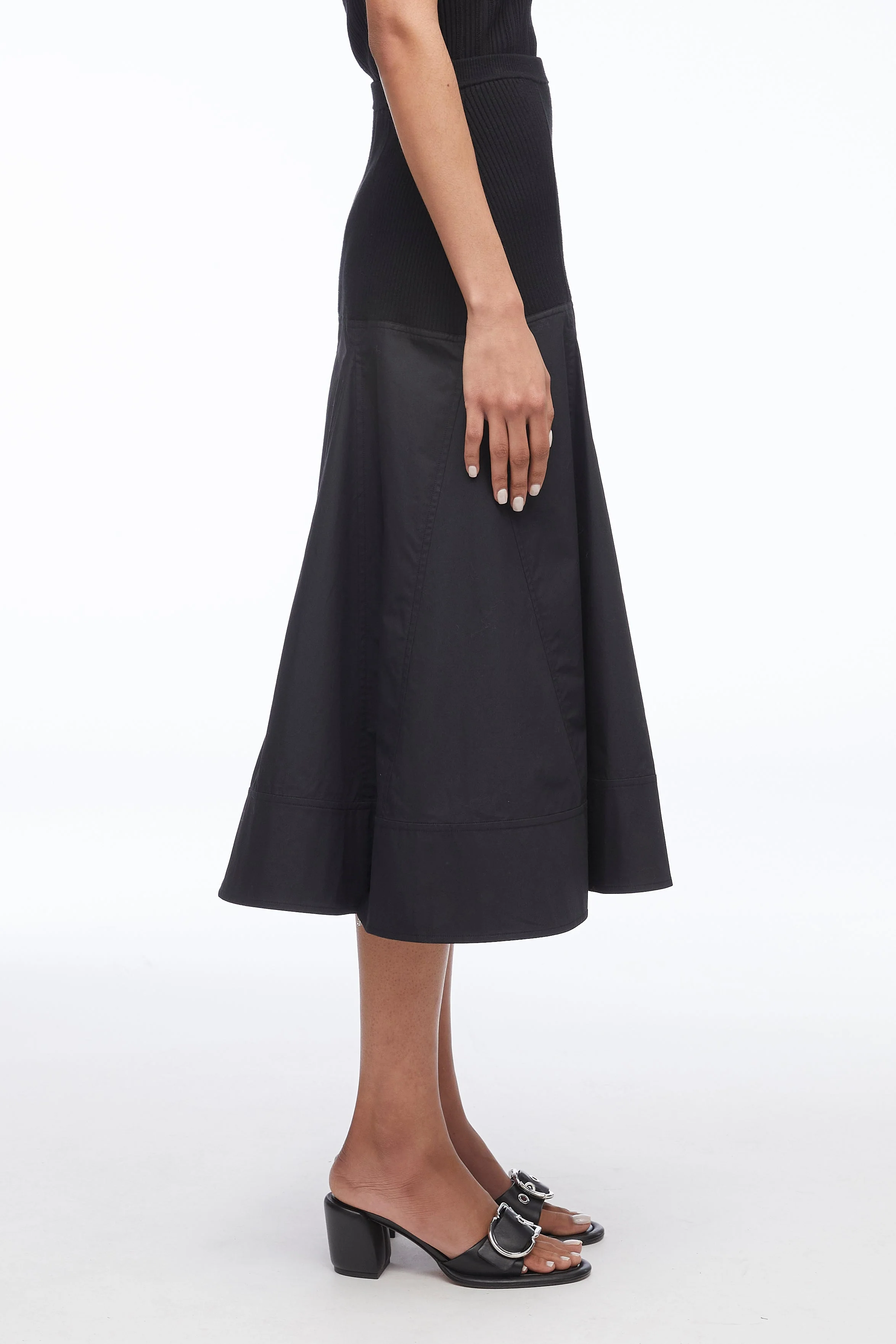 Knit Poplin Midi Skirt - Image 3