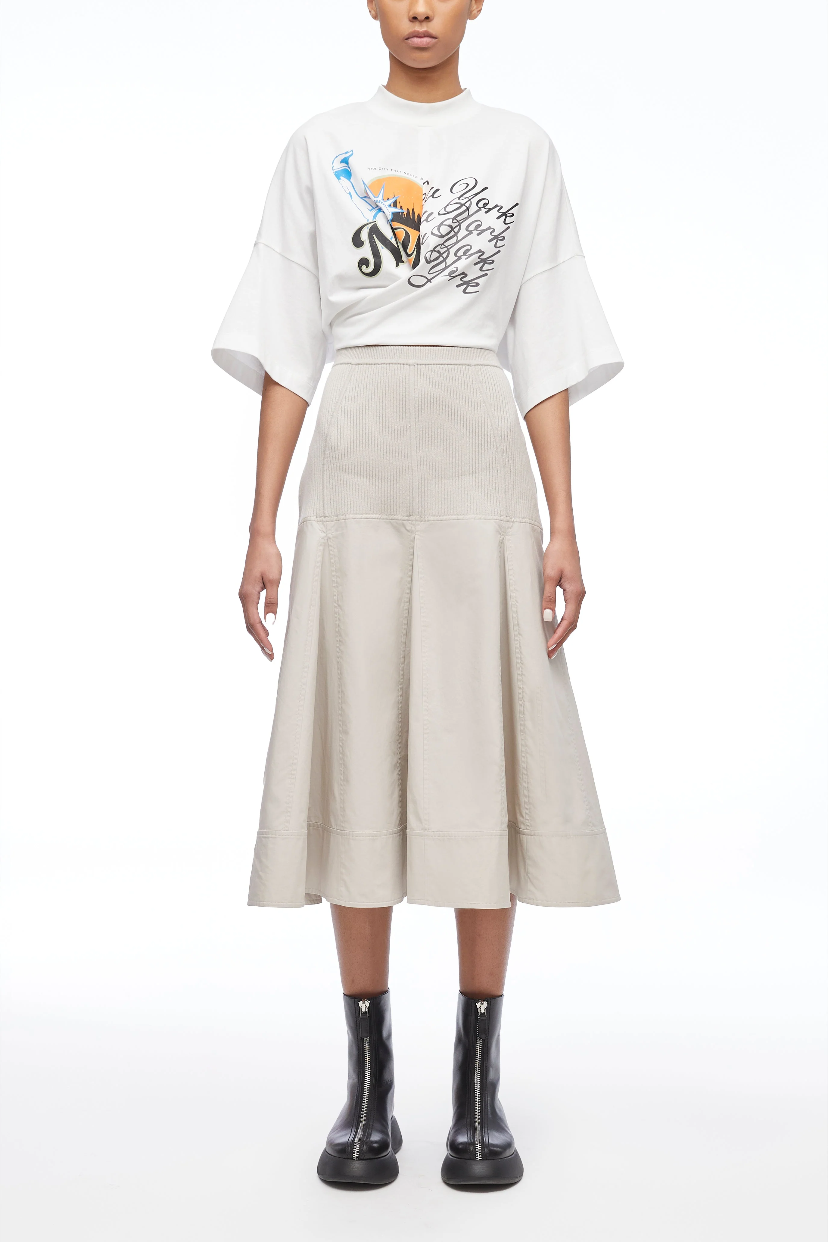 Knit Poplin Midi Skirt - Image 5