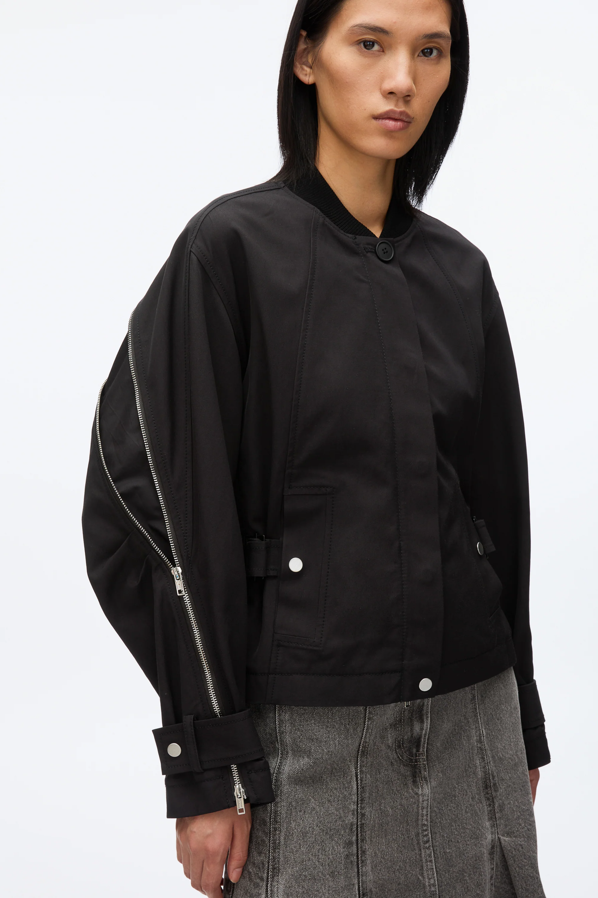 Zip Cocoon Back Bomber Jacket - Image 8